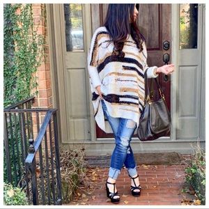 Boho chic oversized knit sweater